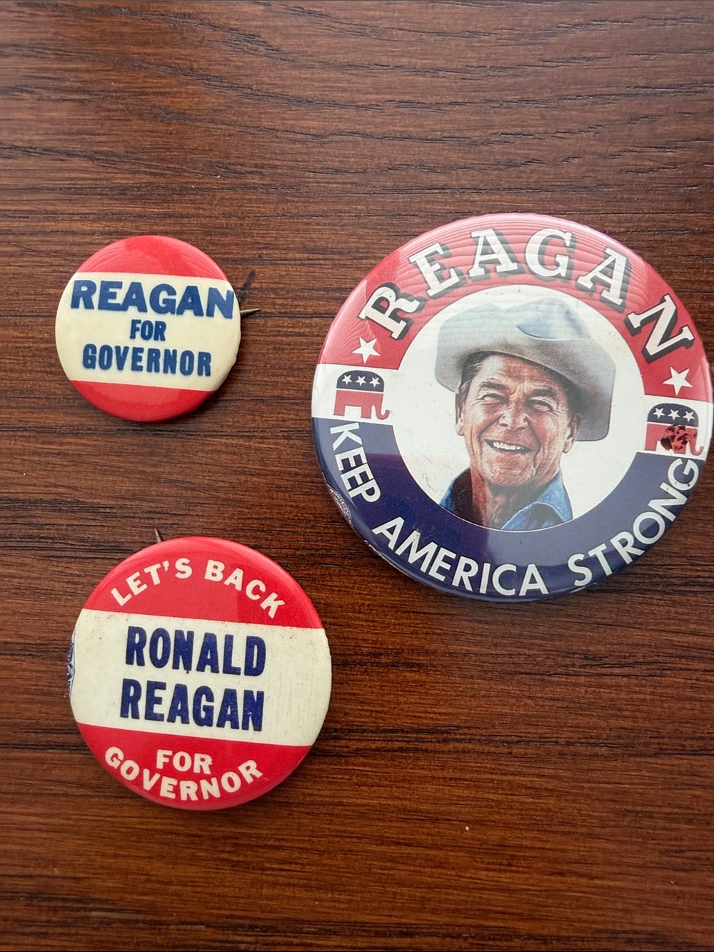 Vintage Campaign Buttons Ronald Reagan For Governor Set of 3